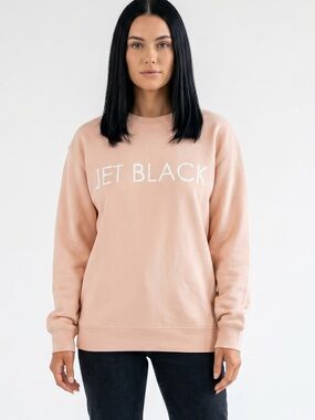 BRUNETTE THE LABEL | ‘Jet Black’ Light Pink Crewneck Sweater Sz M-L
